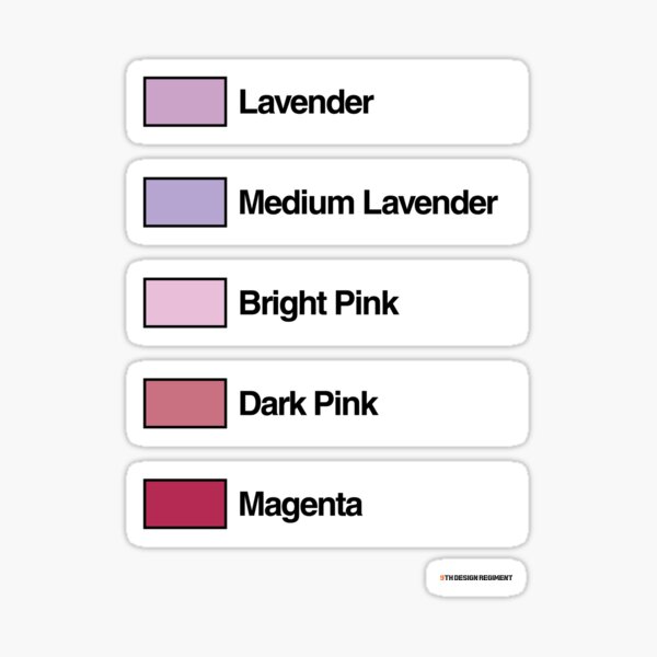 Brick Sorting Labels: Lavender, Medium Lavender, Bright Pink, Dark Pink, Magenta Sticker