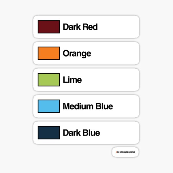 Brick Sorting Labels: Dark Red, Orange, Lime, Medium Blue, Dark Blue Sticker
