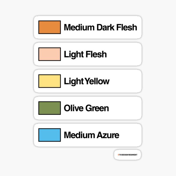 Brick Sorting Labels: Medium Dark Flesh, Light Flesh, Light Yellow, Olive Green, Medium Azure Sticker