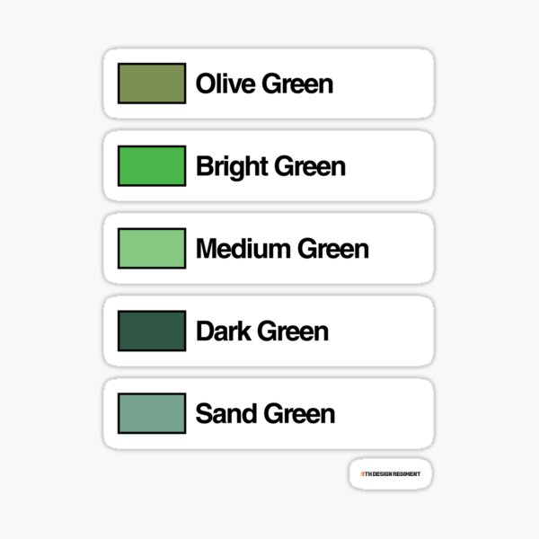 Brick Sorting Labels: Olive Green, Bright Green, Medium Green, Dark Green, Sand Green Sticker