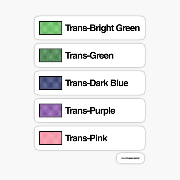 Brick Sorting Labels: Trans-Bright Green, Trans-Green, Trans-Dark Blue, Trans-Purple, Trans-Pink Sticker