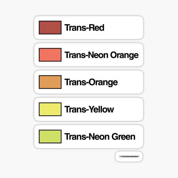 Brick Sorting Labels: Trans-Red, Trans-Neon Orange, Trans-Orange, Trans-Yellow, Trans-Neon Green Sticker
