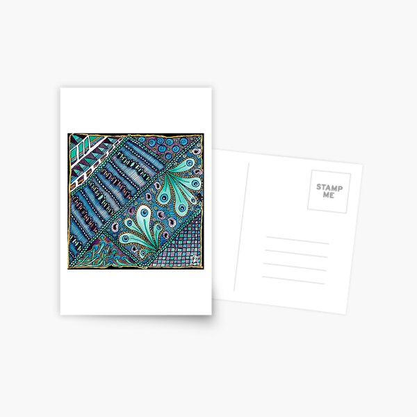 Blue/Green/Purple Patterns Postcard