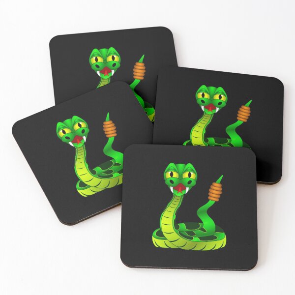 Item preview, vivid green rattlesnake with golden eyes and a red tongue designed and sold by headpossum.