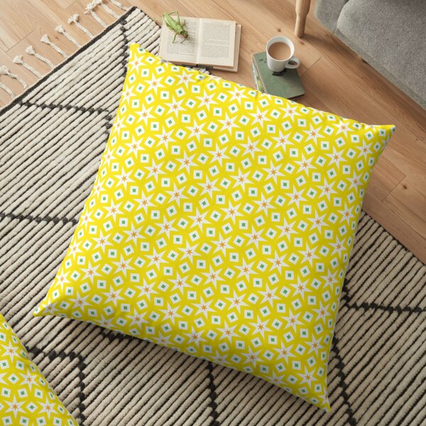 Midcentury yellow starry daffodils Floor Pillow