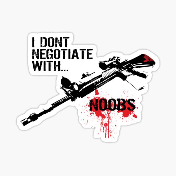 Text Noob Stickers Redbubble - roblox noob with rocket launcher