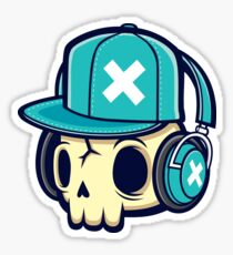 Skull and Headphones Sticker