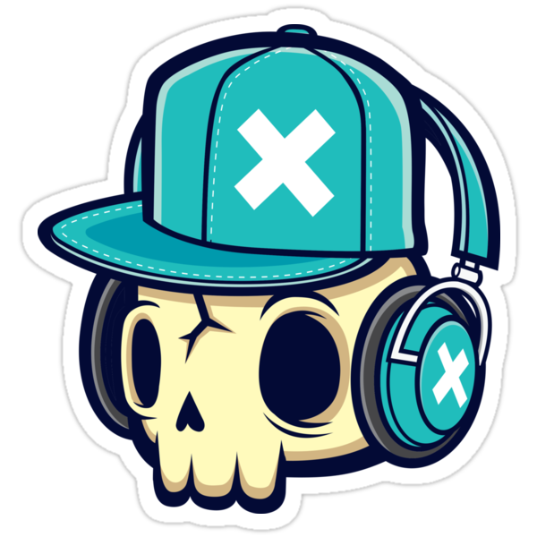 "Skull and Headphones" Stickers by cronobreaker | Redbubble