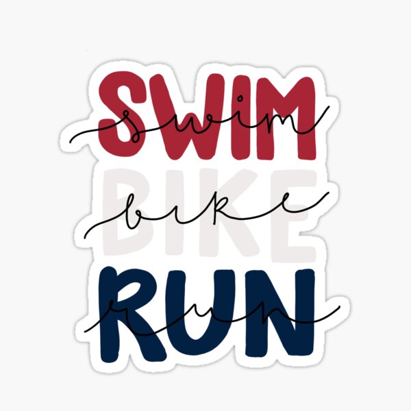 Swim Bike Run, autocollant de triathlon avec cursive Sticker
