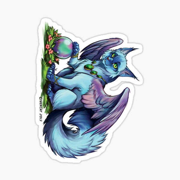 Blue Winged Kitty Sticker