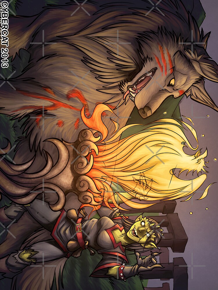 Thumbnail 3 of 3, Sticker, Goblin Mage and Warg Fantasy Art Sticker designed and sold by cybercat.