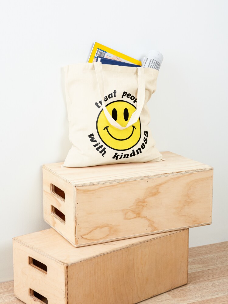 Alternate view of treat people with kindess smiley face Tote Bag
