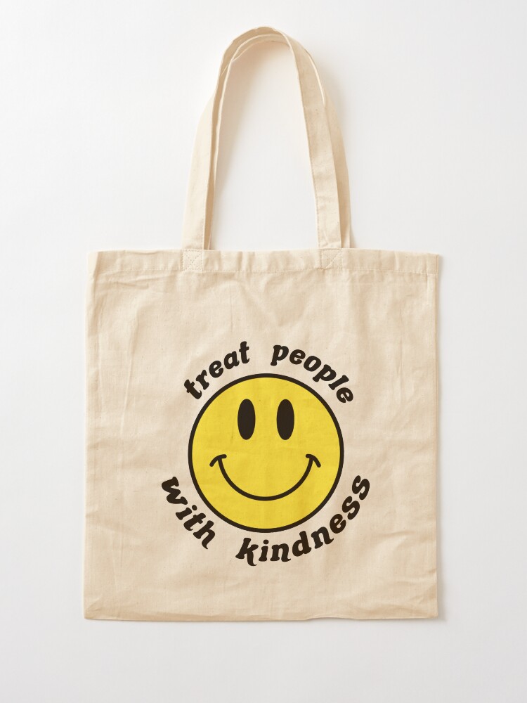 Alternate view of treat people with kindess smiley face Tote Bag