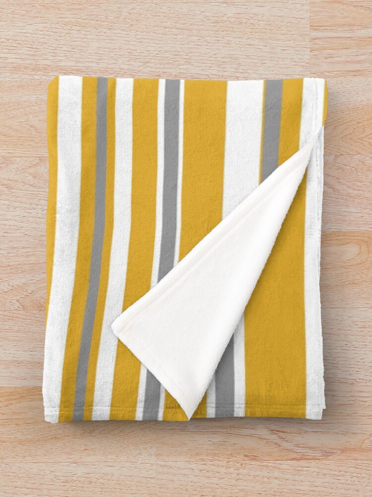 "Perfectly Mustard Variable Stripe Pattern with Grey and White" Throw