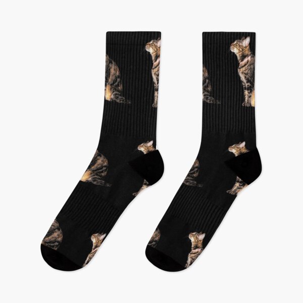 Item preview, Pretty striped cat on black background designed and sold by Belinda Kranz.