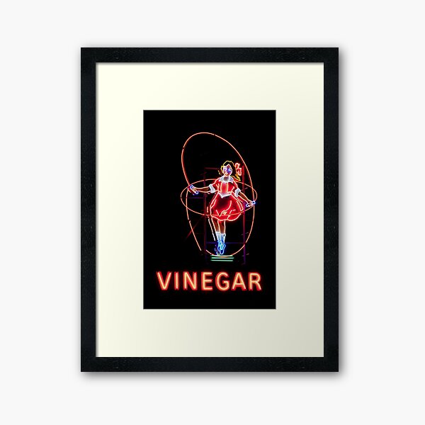 Neon Sign, Skipping Girl Vinegar, Melbourne, Australia Framed Art Print