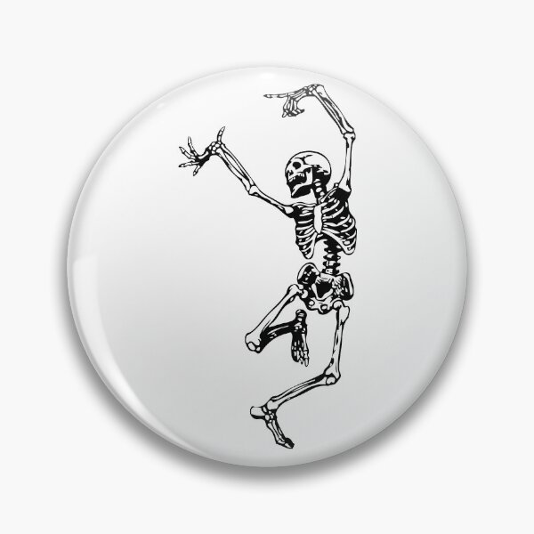 Dancing Skeleton | Day of the Dead | Dia de los Muertos | Skulls and Skeletons | Black and White | Pin