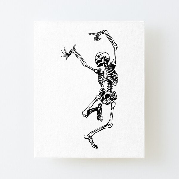 Dancing Skeleton | Day of the Dead | Dia de los Muertos | Skulls and Skeletons | Black and White | Canvas Mounted Print
