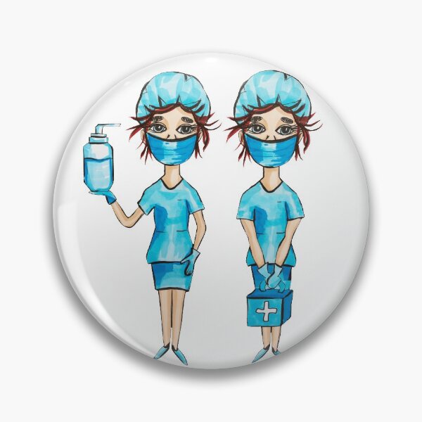 Item preview, Nurses with face masks designed and sold by Bazarovaart.