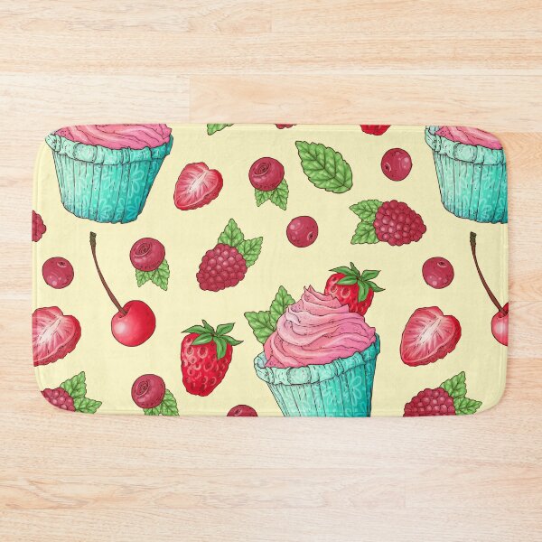 Item preview, Cute Strawberry Cupcake Pattern designed and sold by Mexikawaii.