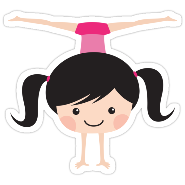 Download "Gymnast girl doing handstand and side splits" Stickers by ...