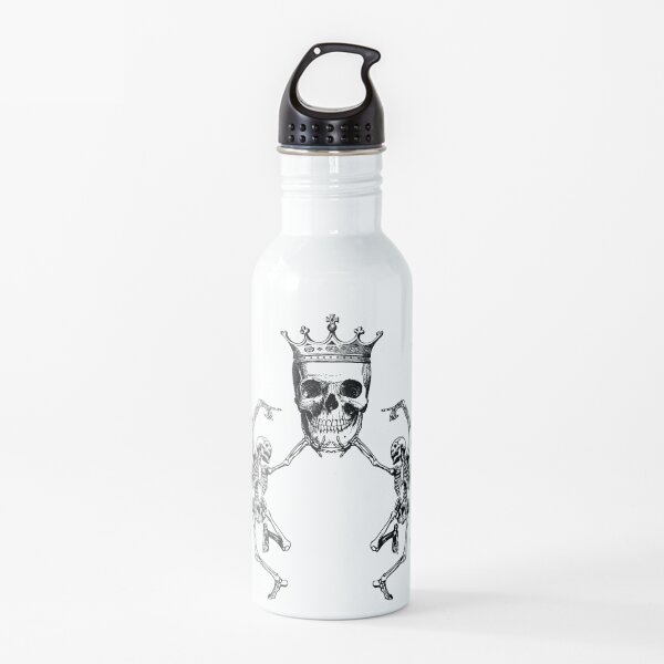 Skull King and Dancing Skeletons | Vintage Skulls | Vintage Skeletons | Black and White | Water Bottle