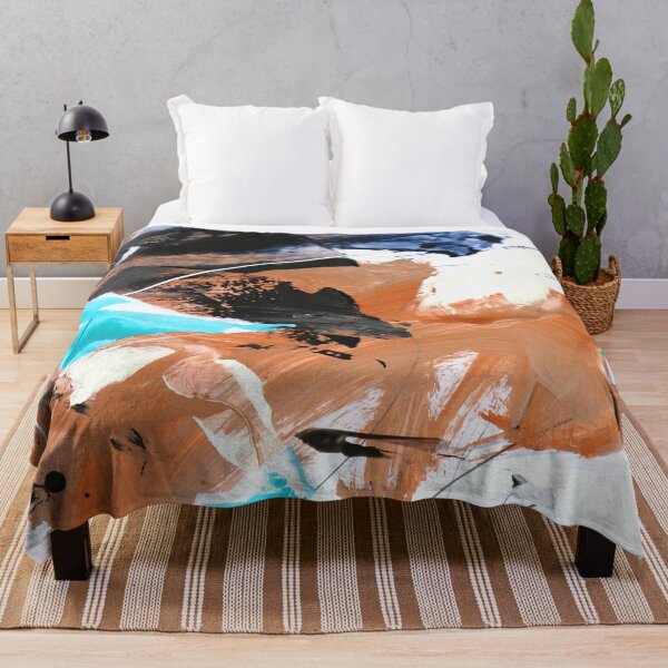 Item preview, Earthy expressionist abstract with cyan coloured paper accents designed and sold by ZebEddy.