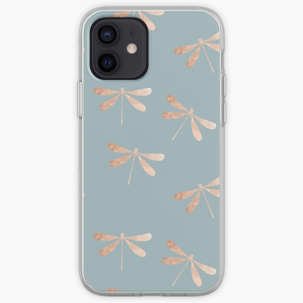 dragonflies: turquoise & rose gold iPhone Case & Cover