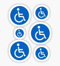 Blue disabled symbol, set of round stickers Sticker