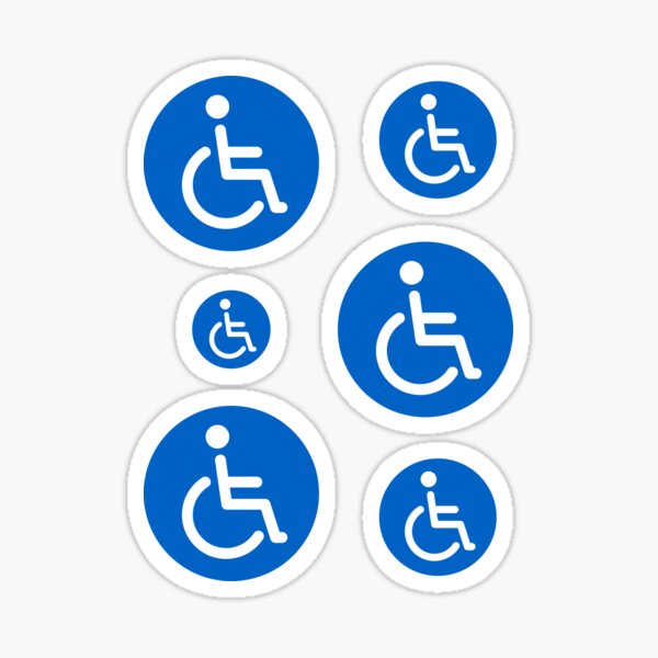 Sticker Handicap Rond Bleu - Autocollant Handicapé (15 cm / 15 cm)