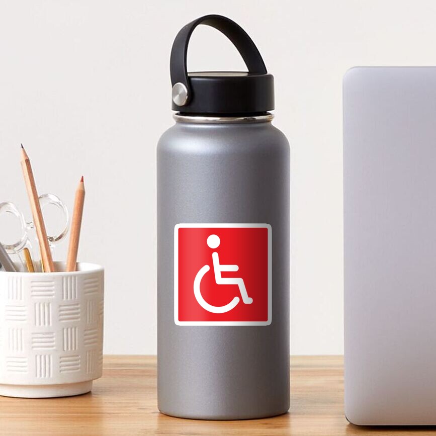 "Red disabled symbol stickers, square with rounded corners" Sticker for