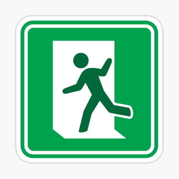 Fire Exit Running Man RIGHT GREEN Sign Stickers Health and safety 100x100mm
