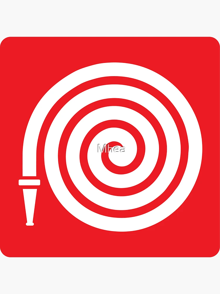 White Fire Hose Reel Icon Isolated With Long Shadow. Red Circle