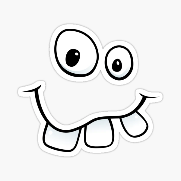 Funny, goofy face with big teeth and googly eyes | Sticker