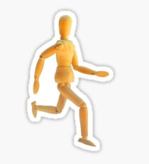 Wood man running Sticker