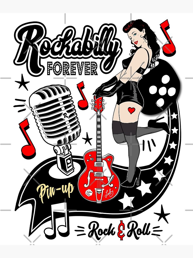 Rockabilly Style Pin Up Girl Guitar Dice Vintage Classic Rock and Roll  Music Poster for Sale by MemphisCenter