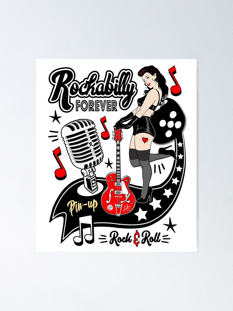 Rockabilly Style Pinup Girl Vintage Classic Hot Rod Rock and Roll Music |  Postcard