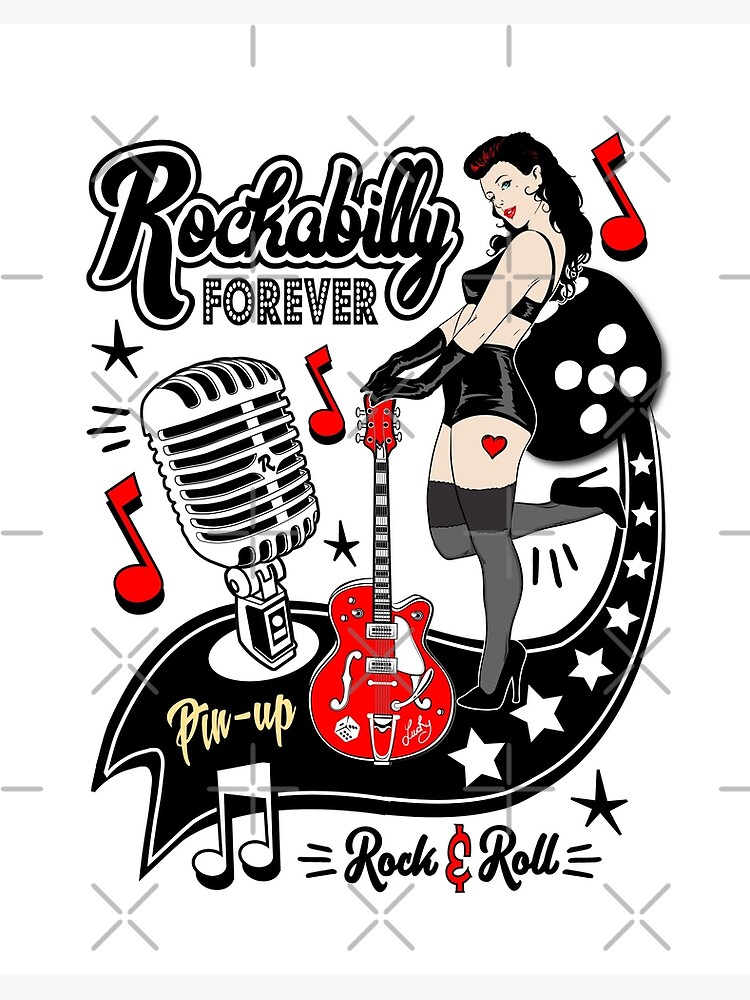 Rockabilly Style Pin Up Girl Guitar Dice Vintage Classic Rock and Roll  Music Art Board Print for Sale by MemphisCenter