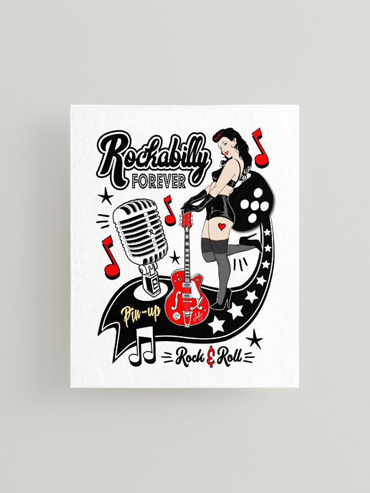 Rockabilly Style Pin Up Girl Guitar Dice Vintage Classic Rock and Roll  Music Mounted Print for Sale by MemphisCenter