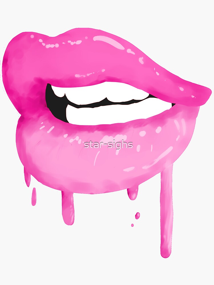 Hot Pink Lips Sticker For Sale By Star Sighs Redbubble