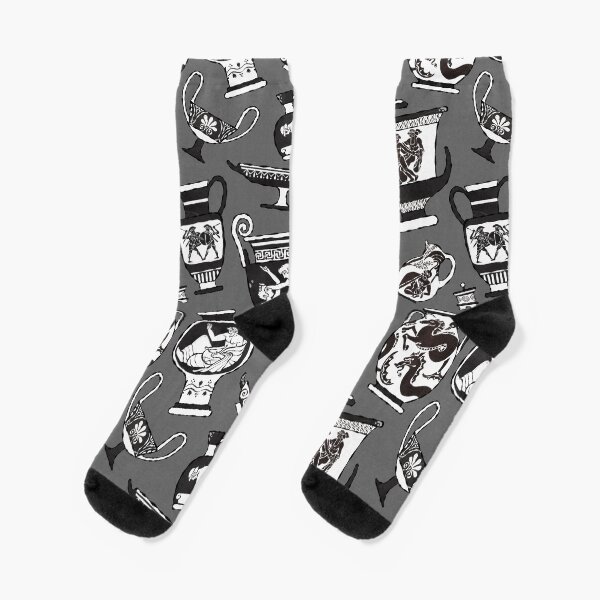 Greek Pottery - black and white Socks