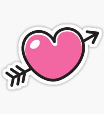 Pink cartoon heart and arrow sticker Sticker
