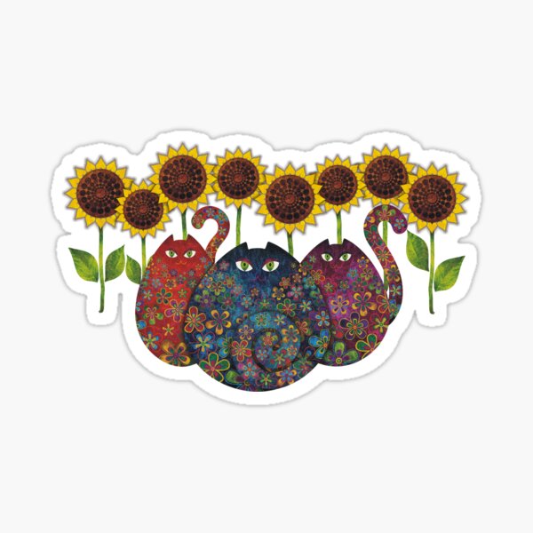 Cats With Sunflowers Sticker