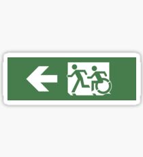 Accessible Means of Egress Icon and Running Man Emergency Exit Sign, Left Hand Arrow Sticker