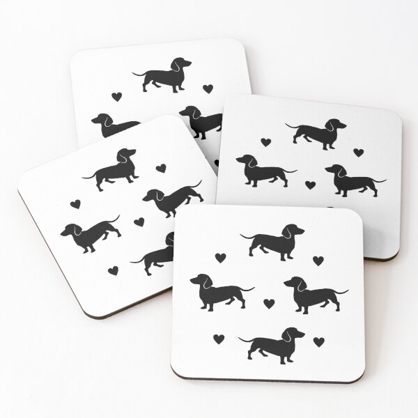 Item preview, Dachshund, DACHSHUND, DIXIE, BLACK AND WHITE WITH HEARTS BY SUBGRL designed and sold by SUBGIRL.