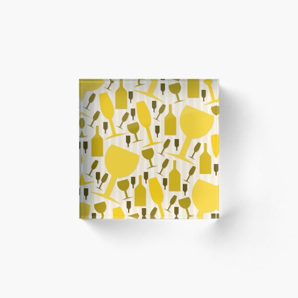 Wine Glass and Bottle Pattern Acrylic Block