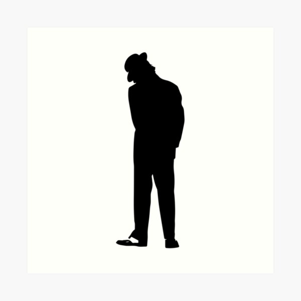 Man with Hat Black Silhouette Art Print