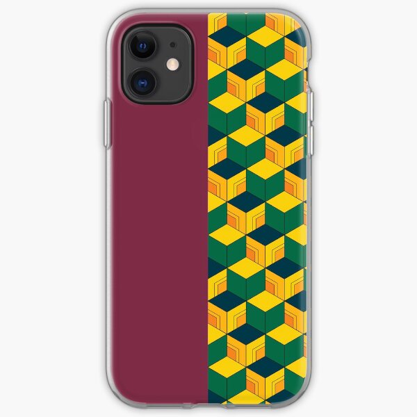 Traditional Japanese Geometric Kimono pattern, Half-Solid Half-Geometric Pattern, Japanese Haori Pattern iPhone Soft Case