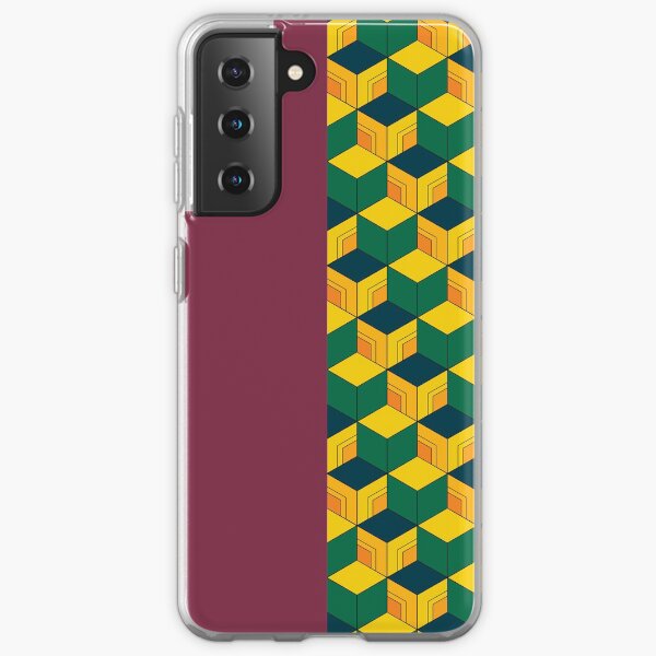 Giyu's Half Solid Half Geometric Traditional Japanese Kimono Pattern Samsung Galaxy Soft Case