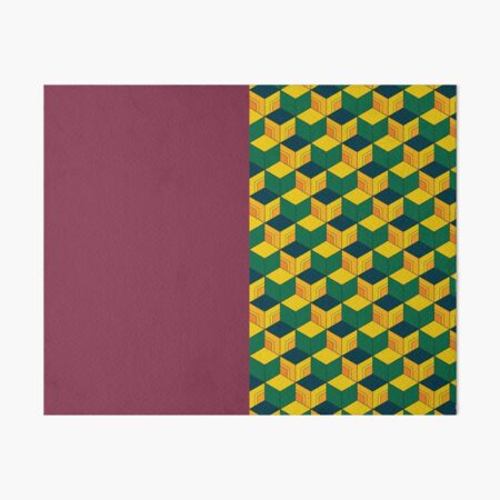 Traditional Japanese Geometric Kimono pattern, Half-Solid Half-Geometric Pattern, Japanese Haori Pattern Art Board Print